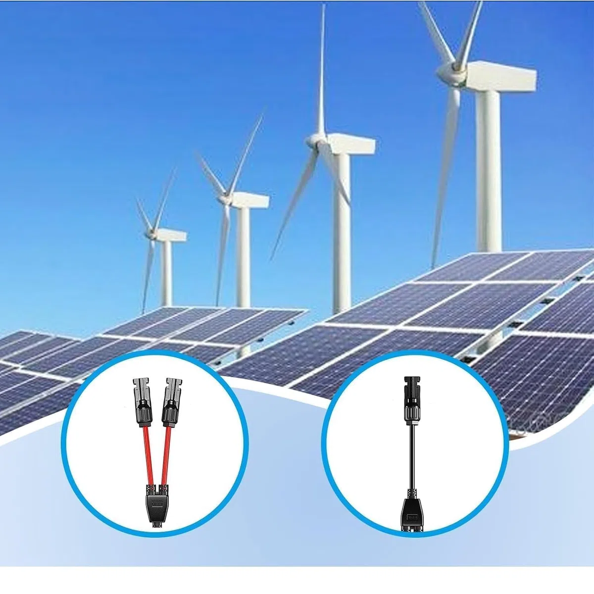 ANBOO 2 Paire Cable Solaire 4mm2, 1Y2 Connecteurs Câble Solaire, 10AWG Câble Solaire Y - Pour Photovoltaïque Panneau Solaire Cable -MFF/FMM - IP68 Étanche DC1500V Pour Système Solaire Photovoltaïque
