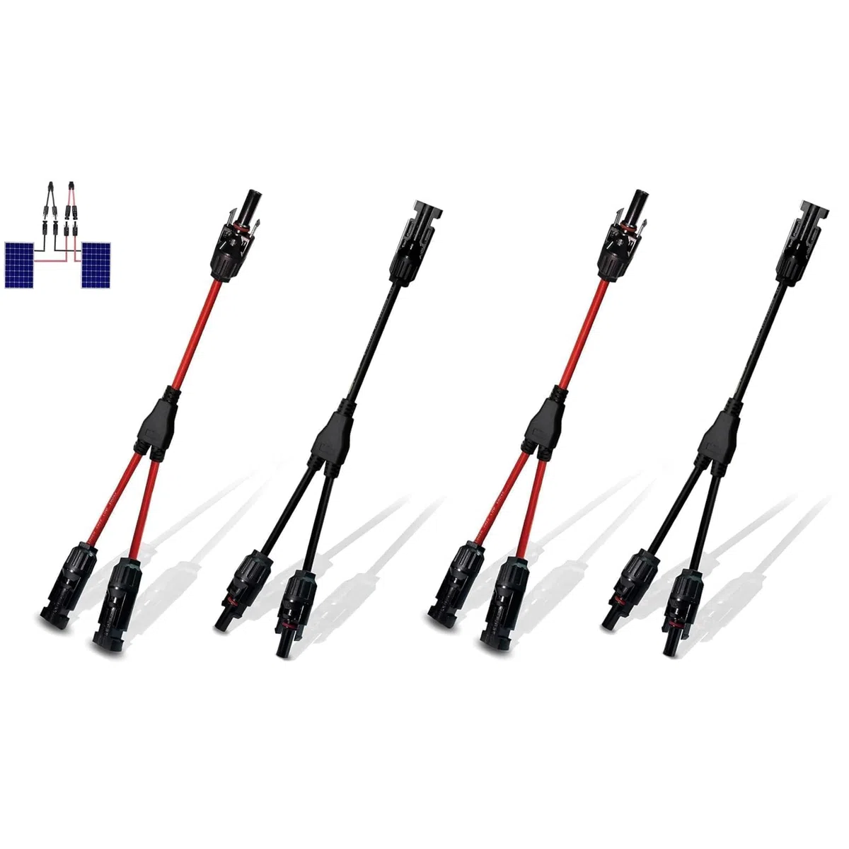 ANBOO 2 Paire Cable Solaire 4mm2, 1Y2 Connecteurs Câble Solaire, 10AWG Câble Solaire Y - Pour Photovoltaïque Panneau Solaire Cable -MFF/FMM - IP68 Étanche DC1500V Pour Système Solaire Photovoltaïque