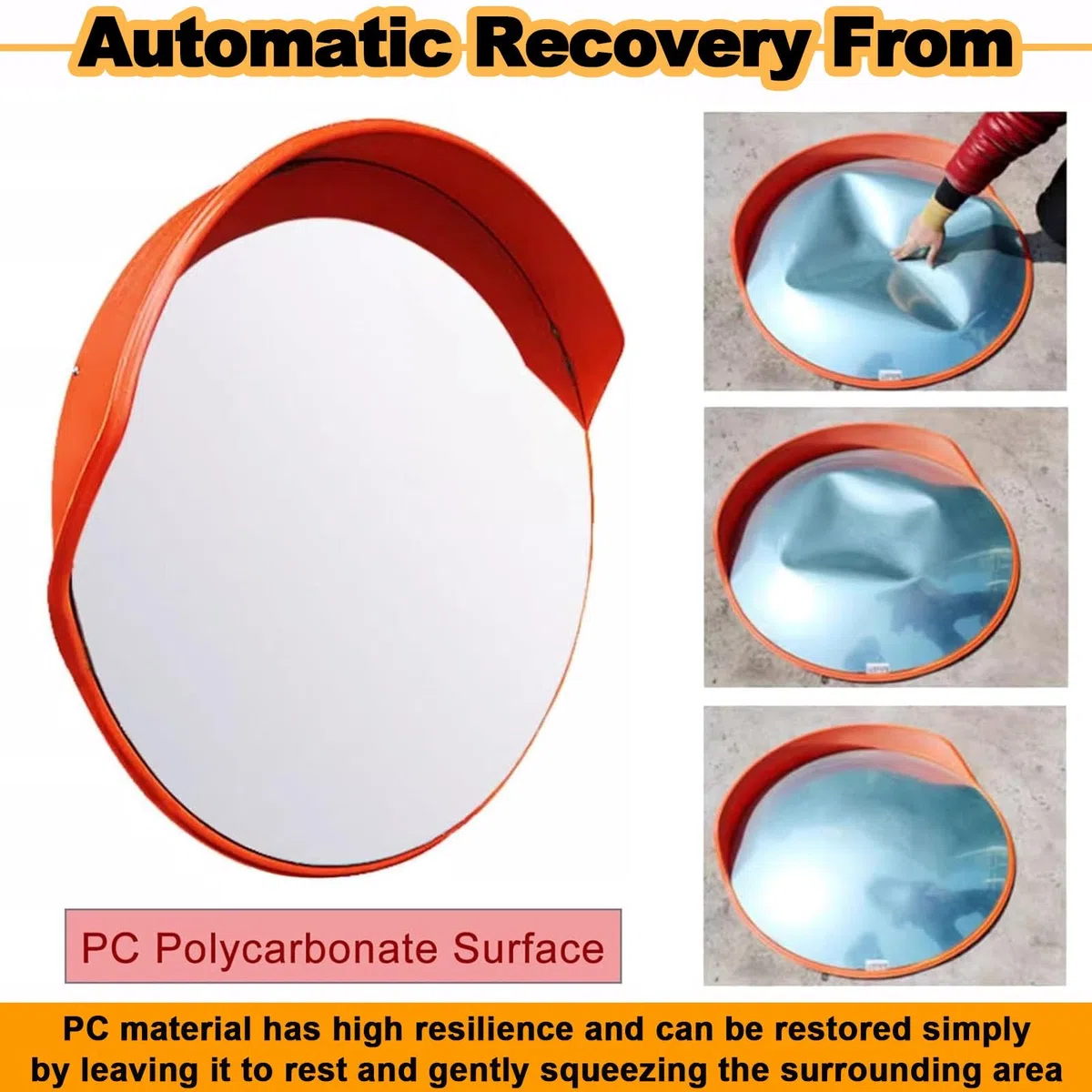 Miroir mural convexe en forme de coin de 55,9 cm - Miroir de sécurité pour route et allée - Grand design parabolique concave pour une meilleure visibilité