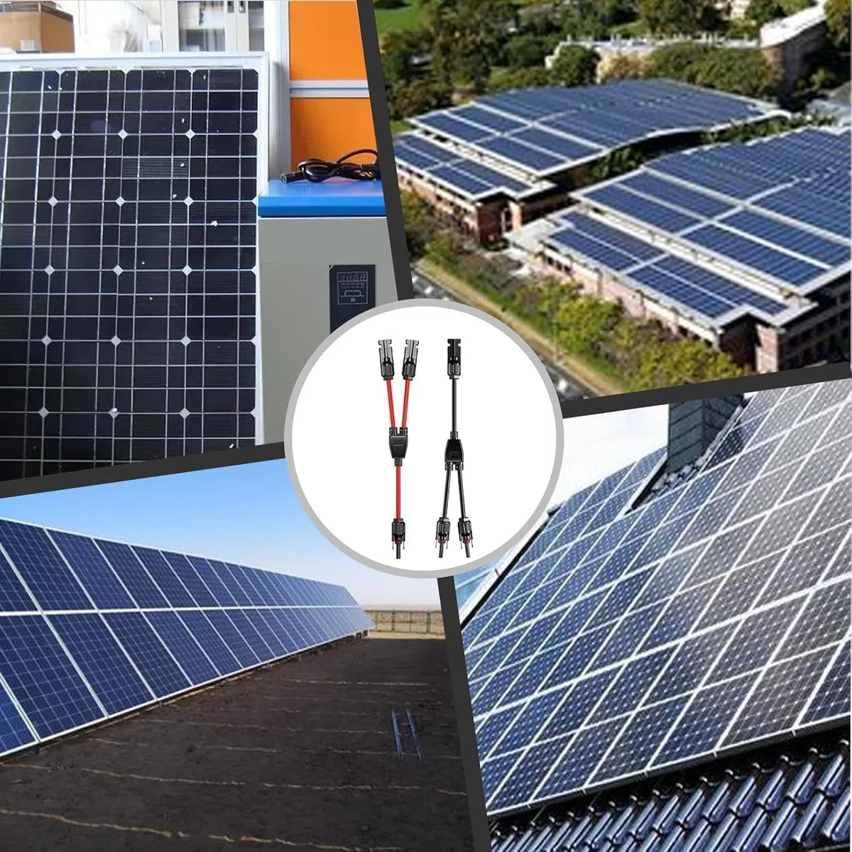 ANBOO 2 Paire Cable Solaire 4mm2, 1Y2 Connecteurs Câble Solaire, 10AWG Câble Solaire Y - Pour Photovoltaïque Panneau Solaire Cable -MFF/FMM - IP68 Étanche DC1500V Pour Système Solaire Photovoltaïque
