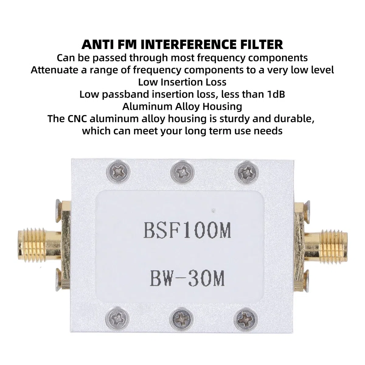 Filtre D’Arrêt de Bande FM, Fréquence de Fonctionnement 1-3000Mhz, Filtre Coupe-Bande Passif Anti-Interférence 76-120Mhz, Filtre de Bloc Fm de Diffusion, pour Supprimer Un Certain Signal de Fréquence