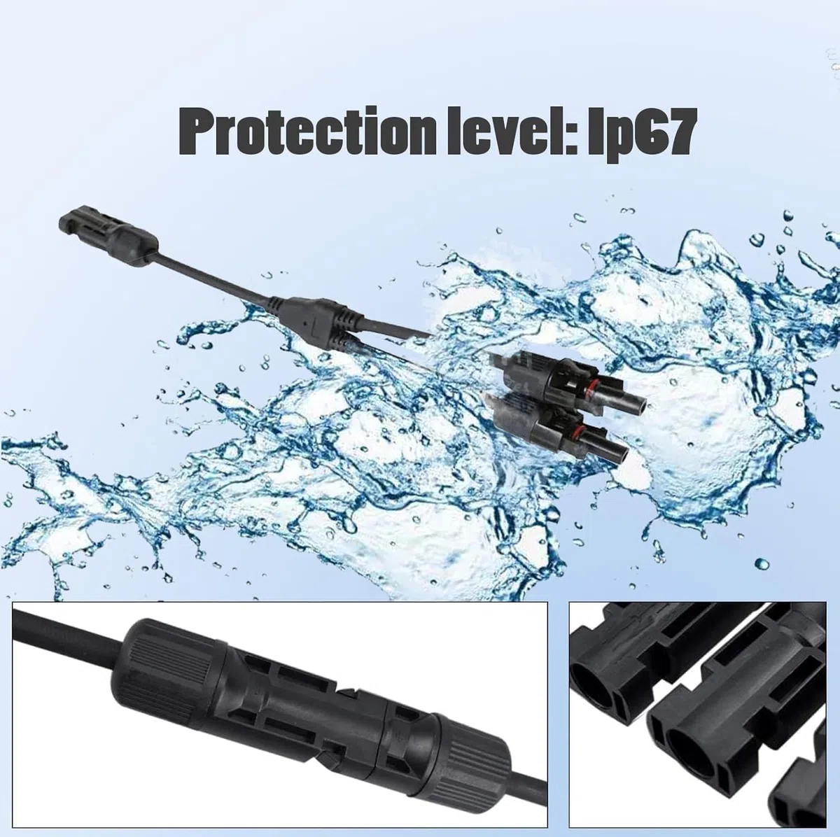ANBOO 2 Paire Cable Solaire 4mm2, 1Y2 Connecteurs Câble Solaire, 10AWG Câble Solaire Y - Pour Photovoltaïque Panneau Solaire Cable -MFF/FMM - IP68 Étanche DC1500V Pour Système Solaire Photovoltaïque