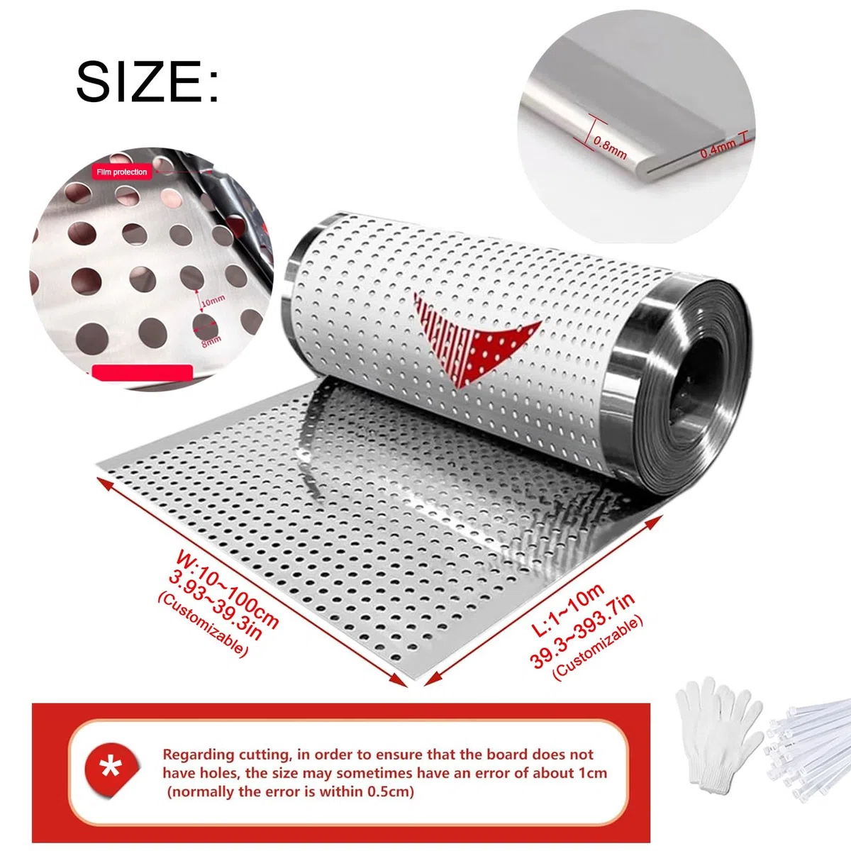 Tôles perforées en acier inoxydable pour ventilation et filtration des fumées - Maille métallique déployée (65 x 300 cm (l x L x L) - Solution polyvalente en tissu métallique