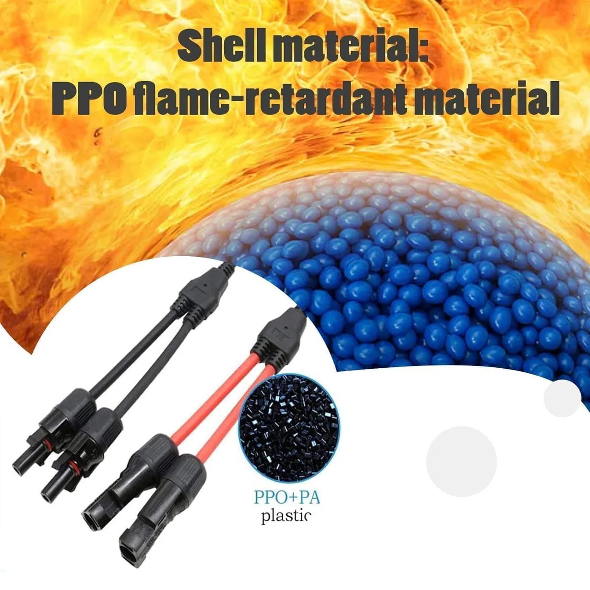 ANBOO 2 Paire Cable Solaire 4mm2, 1Y2 Connecteurs Câble Solaire, 10AWG Câble Solaire Y - Pour Photovoltaïque Panneau Solaire Cable -MFF/FMM - IP68 Étanche DC1500V Pour Système Solaire Photovoltaïque