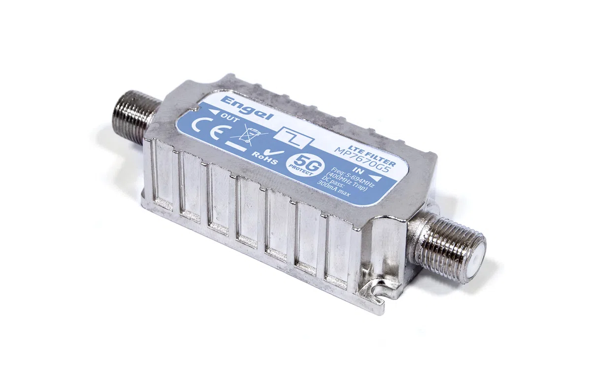 Engel MP7670G5 Filtre Anti 5G Intérieur 50dB Passage DC Connecteurs F Filtre LTE pour TNT Dividende Numérique Haute Protection Contre interférences Mobiles.